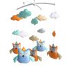 Blue Orange Flying Owls and Clouds Handmade Baby Crib Mobile Boys Girls Musical Mobile Infant Nursery Hanging Toy